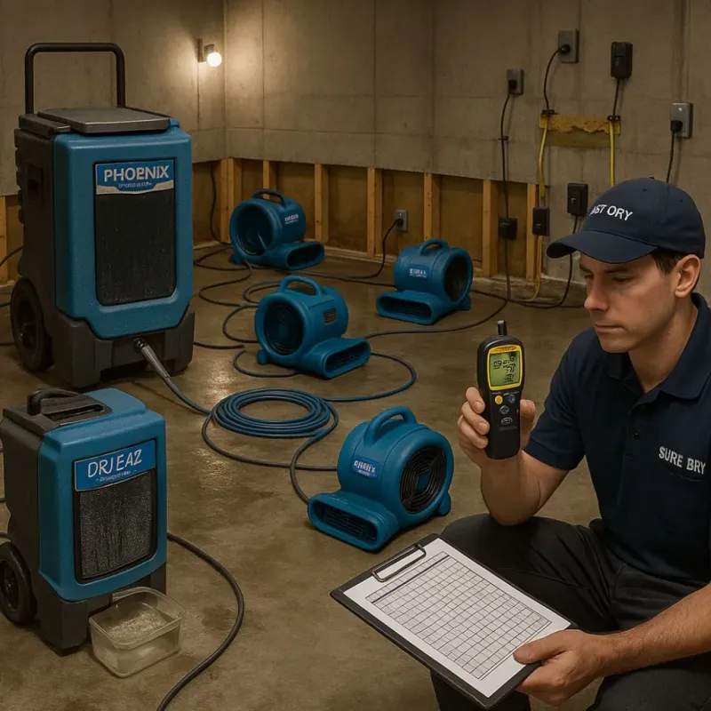 Structural Drying and Dehumidification process in Plain View, NC